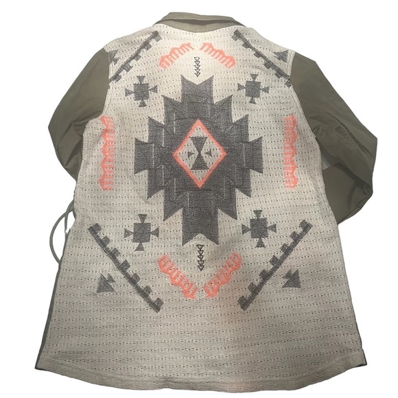 LARA FASHION Olive Green Military Cotton Jacket with Aztec Knit Back Size Small - Picture 1 of 9